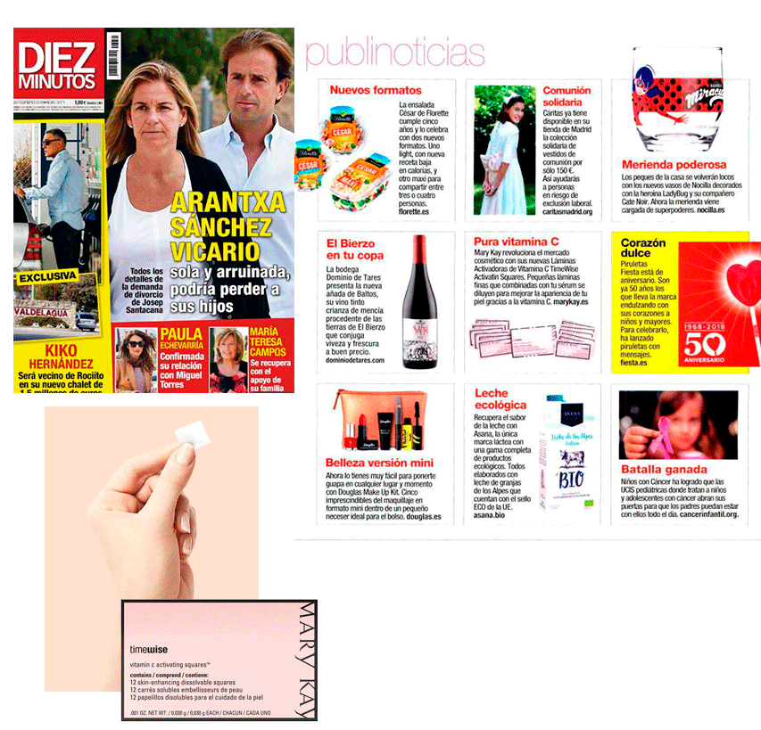 Los productos Mary Kay aparecen mencionados este mes de febrero en la revista Diez Minutos