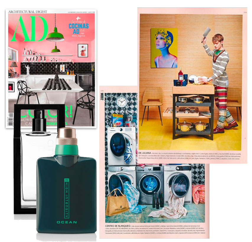 Cityscape para hombre y MK High Intensity Ocean, fragancias destacadas en la revista AD de mayo de 2018