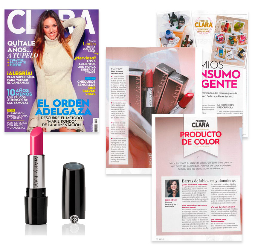 Descubre los lápices de labios gel semi-shine, producto destacado por la revista Clara en enero de 2018