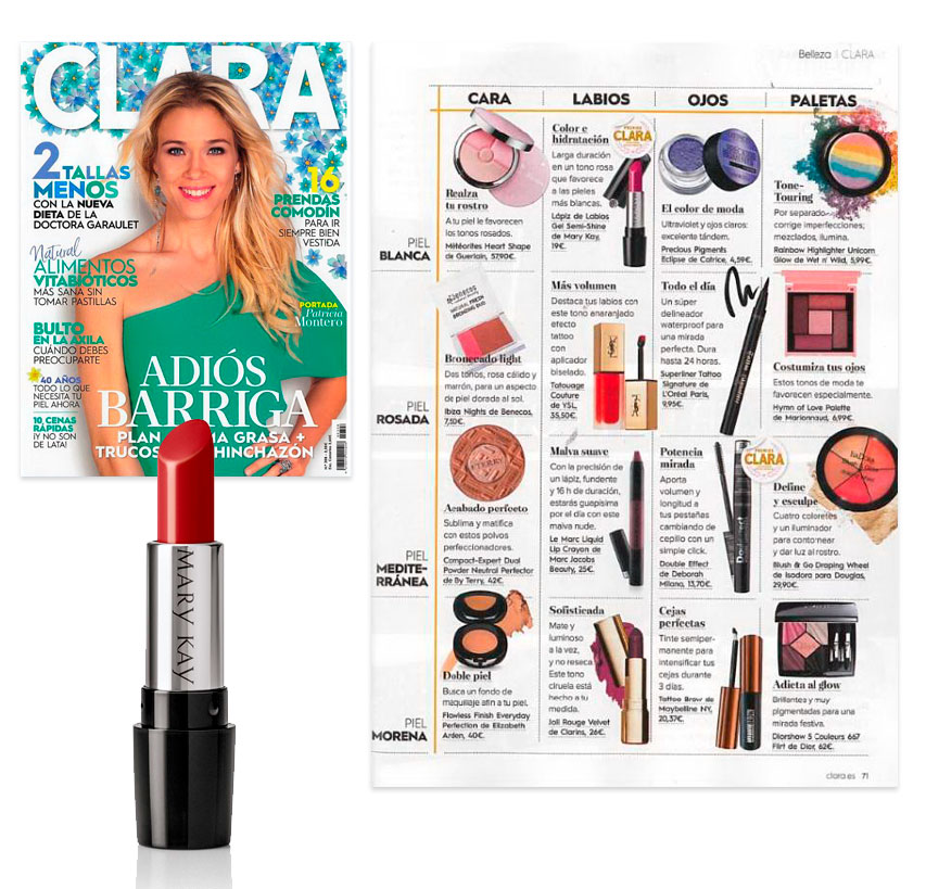 Lápiz de Labios Gel Semi-Shine, con la textura suave del semi-mate pero con mayor hidratación. Este labial es un producto destacado en la revista Clara en marzo de 2018