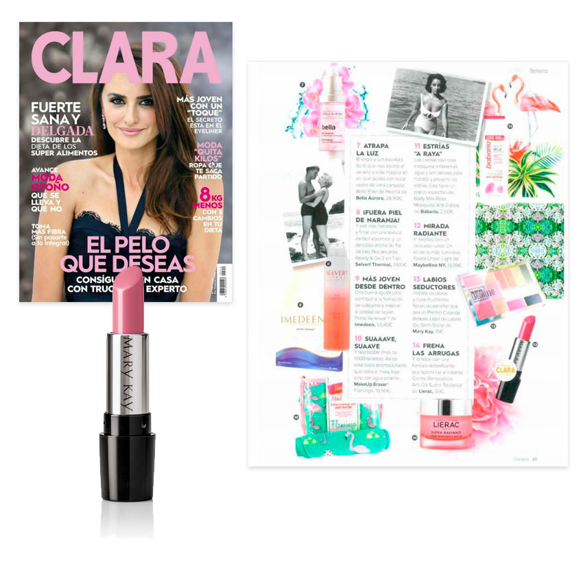 Lápiz de Labios Gel Semi-Shine, producto destacado por la revista Clara en agosto de 2018