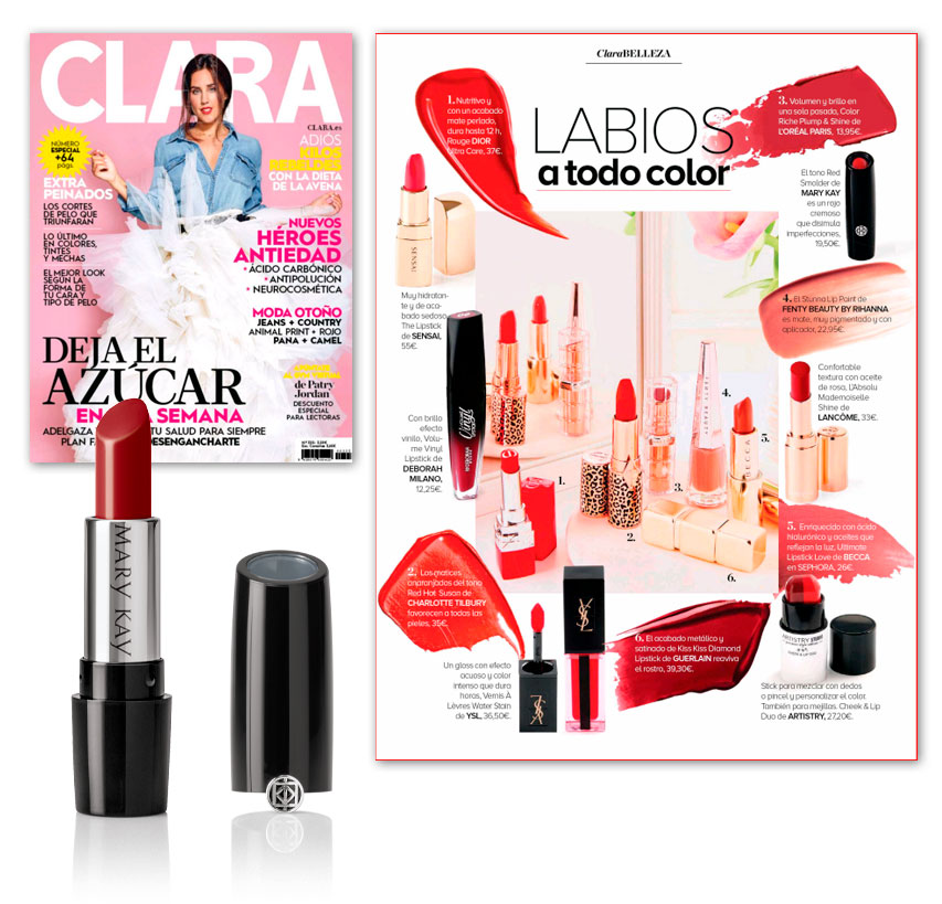 Descubre el Lápiz de Labios Gel Semi-Shine de Mary Kay en la revista Clara de septiembre de 2019