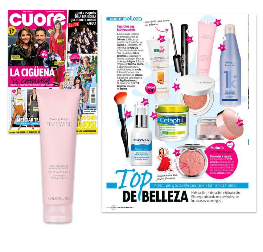La Limpiadora 4 en 1 TimeWise® Age Minimize 3D™ en la revista Cuore de octubre de 2018