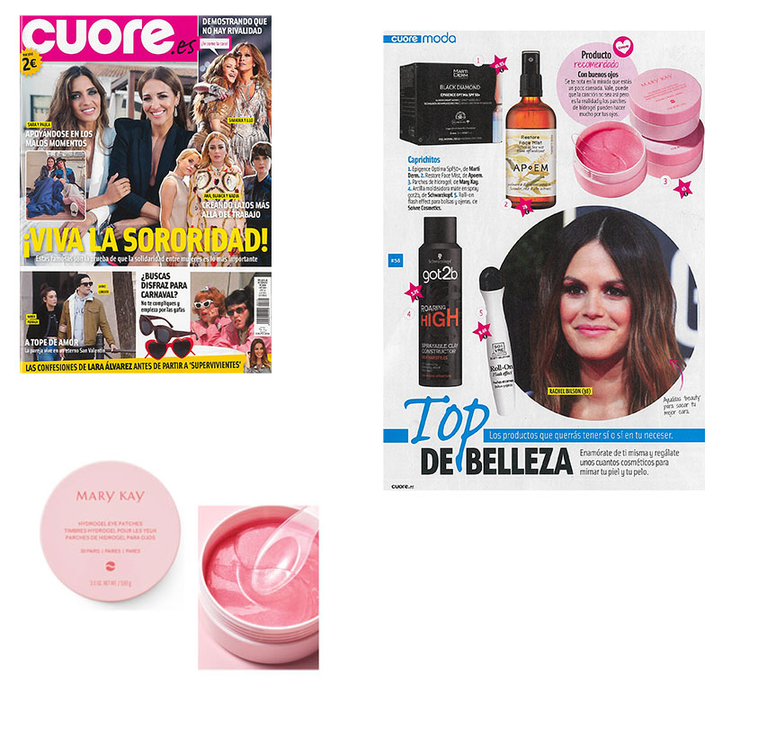 Productos Mary Kay en la revista Cuore del 19 de febrero: nuevos Parches de Hidrogel Para Ojos Mary Kay
