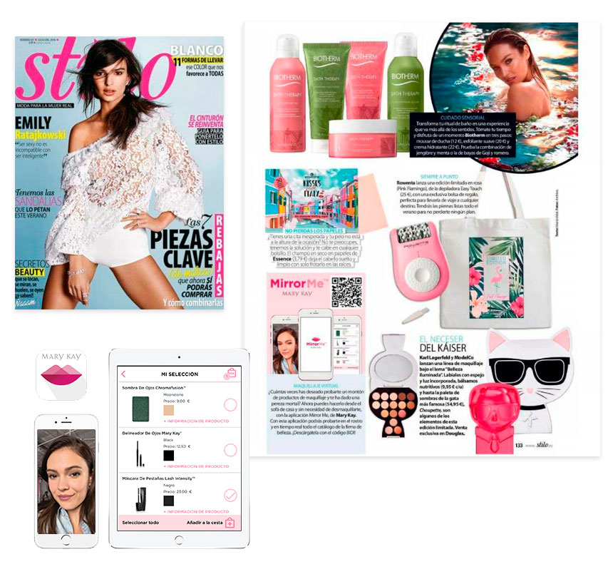 Aplicación Mirror Me de Mary Kay, destacada en la revista Cuore stilo de julio de 2018