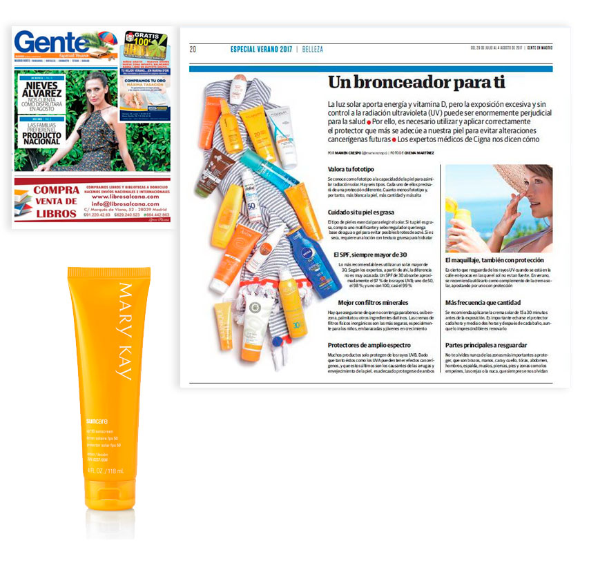 Descubre la Pantalla Solar con FPS 50 de Mary Kay en la revista Diario Gente de agosto de 2017