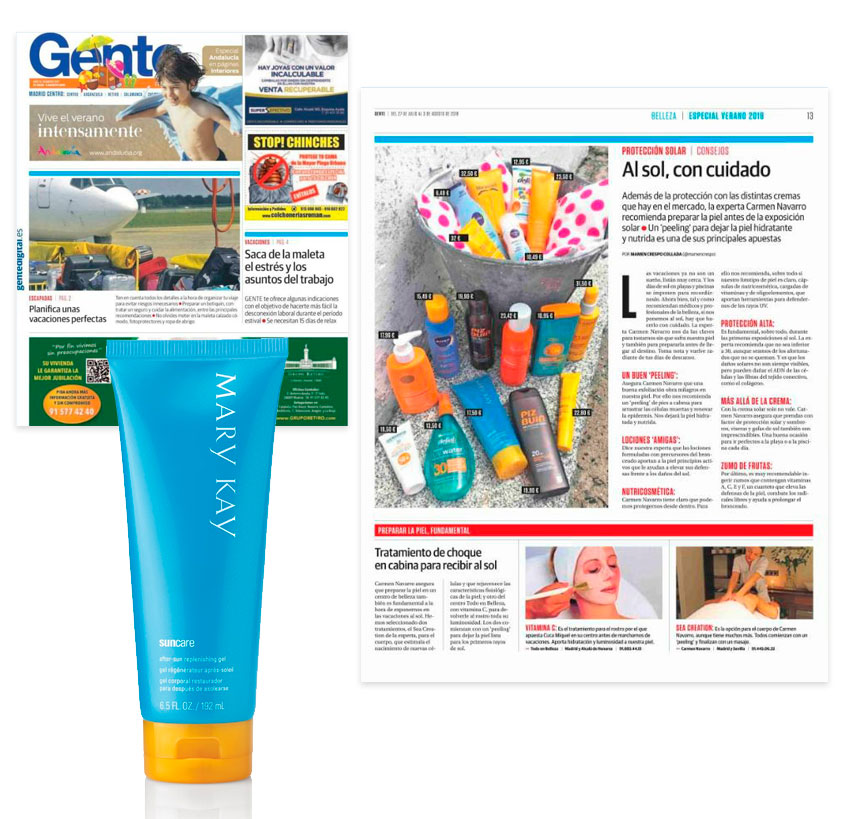 Gel Reparador para después del Sol, producto destacado de Mary Kay por la revista Gente la semana del 27 de julio