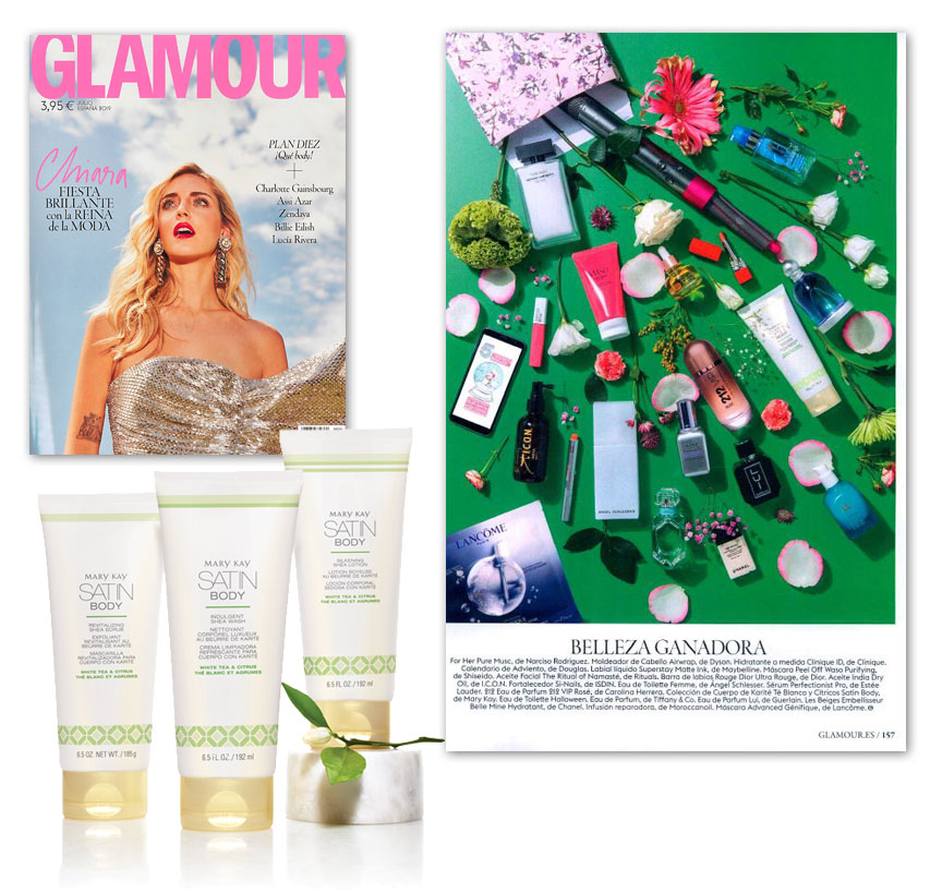 La Colección Satin Body, ganadora del premio Glamour al Mejor Tratamiento Corporal 2018, en la revista Glamour de julio de 2019