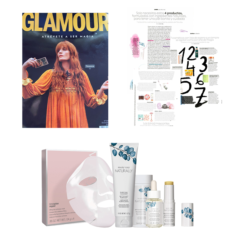 Descubre los productos Mary Kay en la revista Clara de septiembre de 2020: Lápiz de Labios Gel Semi-Mate Mary Kay®, Máscara de Pestañas Lash Love® Lengthening y Paleta de Sombras de Ojos Minerales Mary Kay®