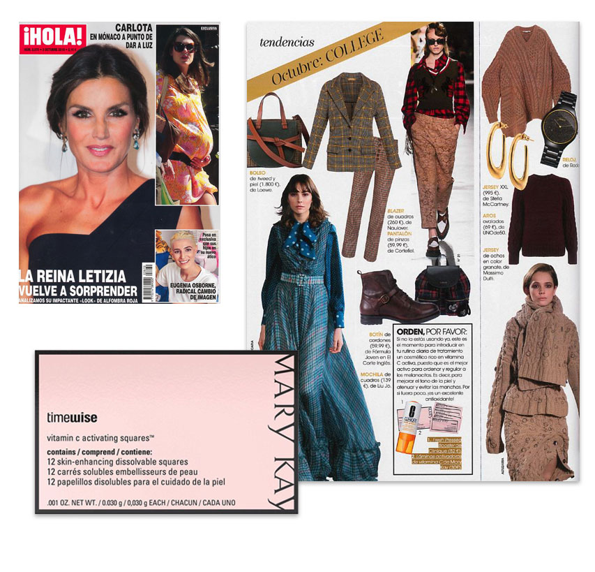 Las Láminas Activadoras de Vitamina C TimeWise Activating Squares en la revista Hola de octubre de 2018.