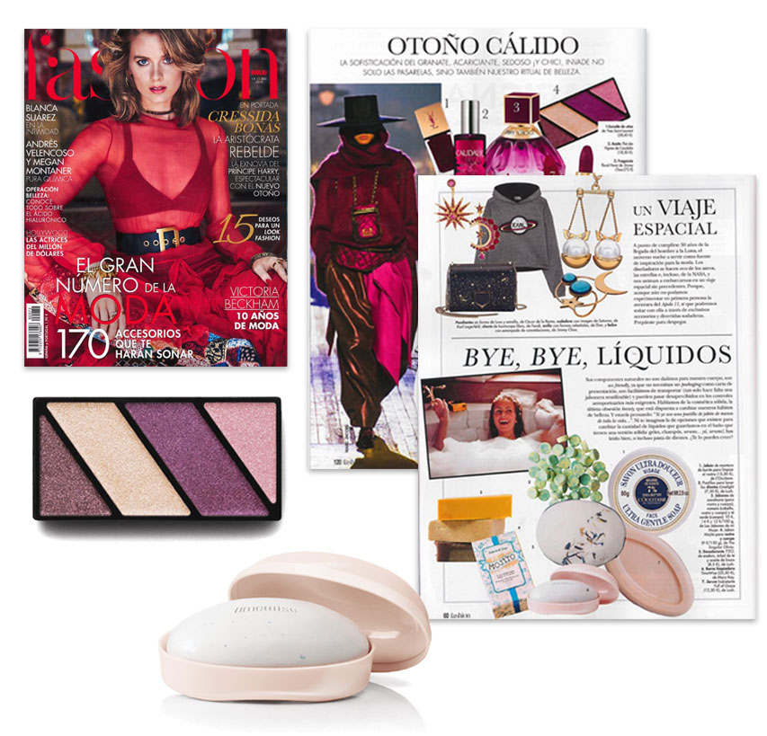 La Paleta de Sombras de Ojos Minerales y Barra Limpiadora 3 en 1 TimeWise aparecen en el nuevo número de octubre de la revista Hola Fashion