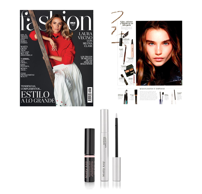 Productos destacados en la revista Hola Fashion de septiembre de 2020: Lápiz de Labios Gel Semi-Mate Mary Kay® y Brillo de Labios NouriShine Plus® Mary Kay®