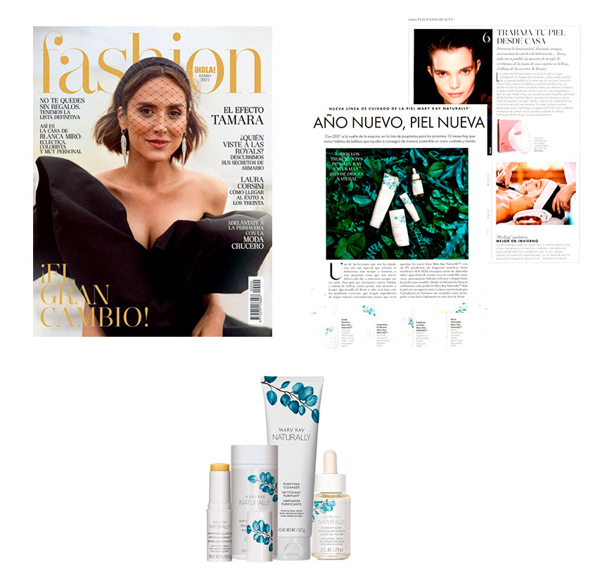 Productos destacados por la revista Hola Fashion de enero de 2021: Mary Kay Naturally línea natural del cuidado de la piel 
