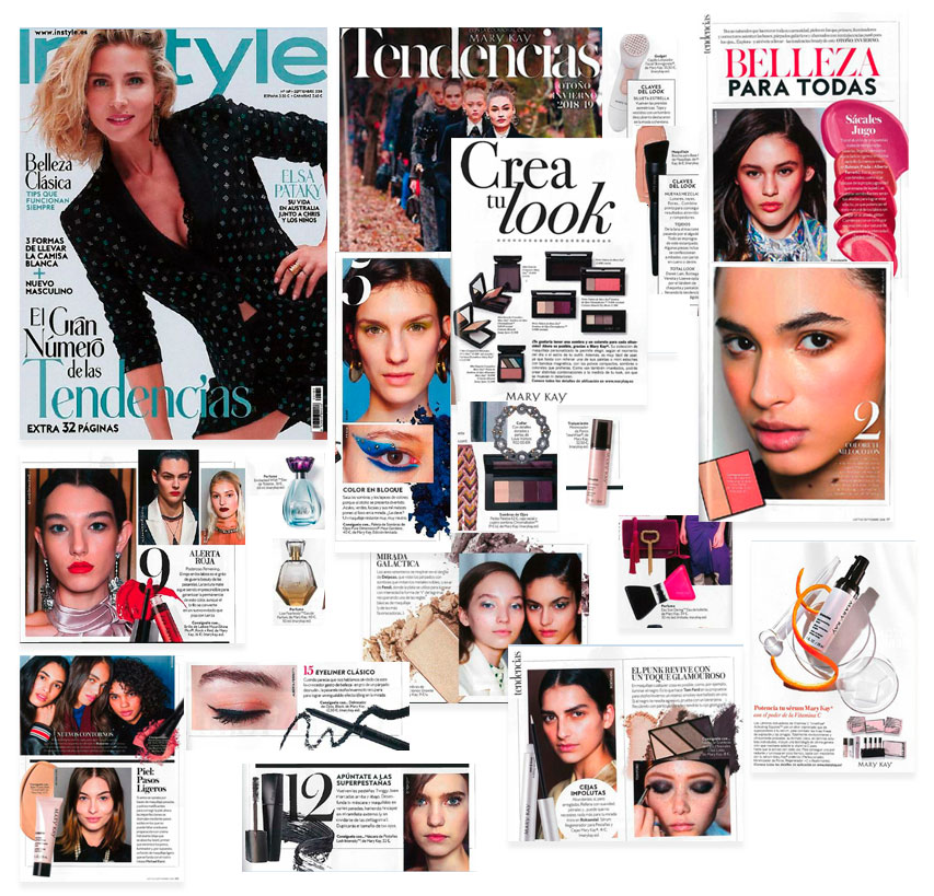 Los productos Mary Kay que destaca el ejemplar de septiembre de InStyle: el Mini Estuche Compacto, la Petite Palette de Mary Kay, Sombras de Ojos Chromafusion, el Colorete Mineral Shy Blush, Polvos Compactos Minerales, Esponjas Cosméticas, Paleta de sombras Shades of Jade, Colorete Mineral Sunny Spice, Dúo de Colorete Mineral Juicy Guava, Paleta de Sombras de Ojos Pure Dimensions, Brillo de Labios NouriShine Plus, Mascara pestañas Lash Intensity, Delineador de ojos black, Live Fearlessly Eau de Parfum, Lápiz de Labios Gel Semi-Shine Mary Kay® Apple berry Eau So Daring™ Eau de Toilette Cepillo Limpiador Facial Skinvigorate® Enchanted Wish™ Eau de Toilette Petite Palette de Mary Kay Sombras de Ojos Chromafusion  Minimizador de Poros TimeWise® Brocha para base fluida Lápiz de Labios Gel Semi-Shine, Sombras de Ojos Chromafusion,  Sérum Regenerador para Pestañas y Cejas, Colorete Mineral Shy Blush. Brocha para Polvos All-Over y la Base Fluida TimeWise