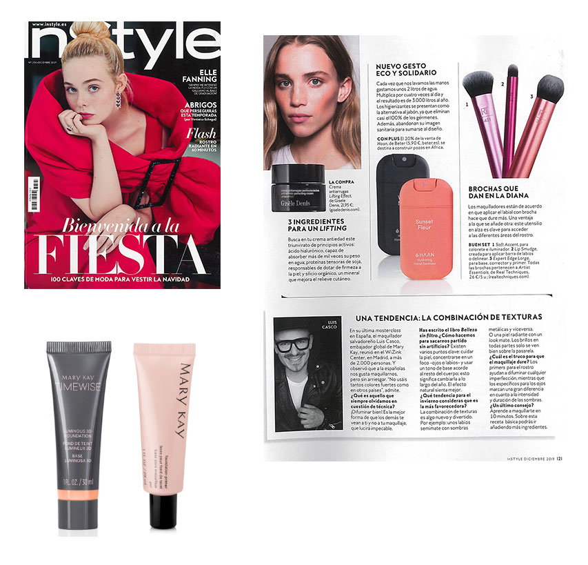 Productos Mary Kay en la revista InStyle de diciembre de 2019