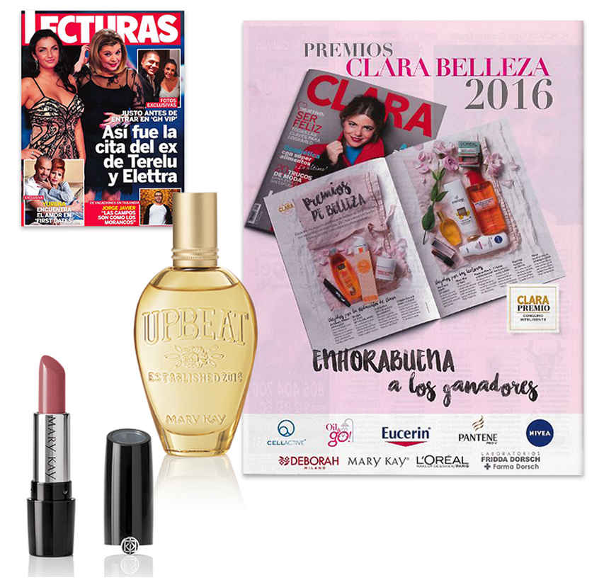 Descubre el Lápiz de Labios Gel Semi-Mate Powerful Pink y la fragancia Upbeat de Mary Kay en la revista Lecturas de febrero de 2017