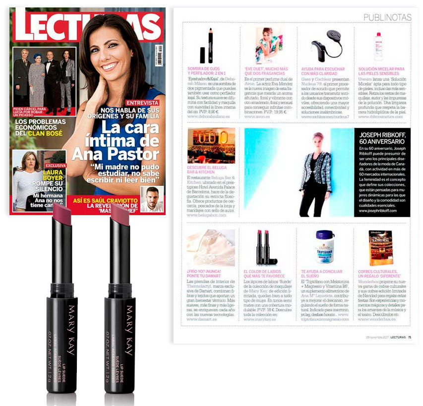 Descubre los Lápices de Labios Suede de Mary Kay en la revista Lecturas de noviembre de 2017