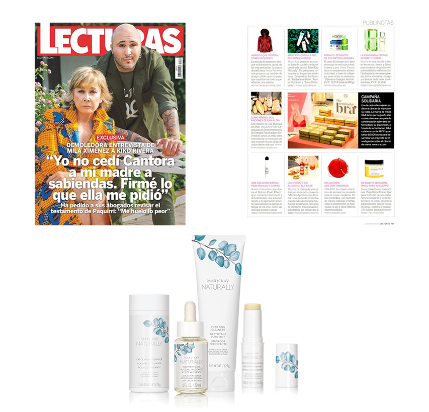 Descubre los productos Mary Kay en la revista Clara de septiembre de 2020: Lápiz de Labios Gel Semi-Mate Mary Kay®, Máscara de Pestañas Lash Love® Lengthening y Paleta de Sombras de Ojos Minerales Mary Kay®