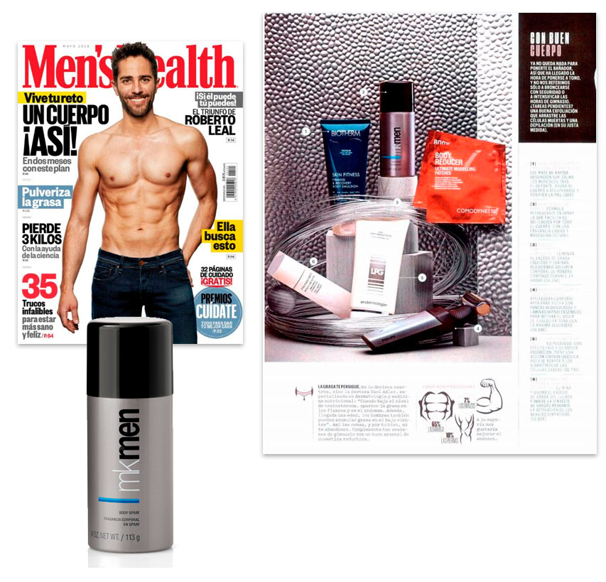 Spray de Cuerpo MKMen, producto Mary Kay destacado en la revista Men