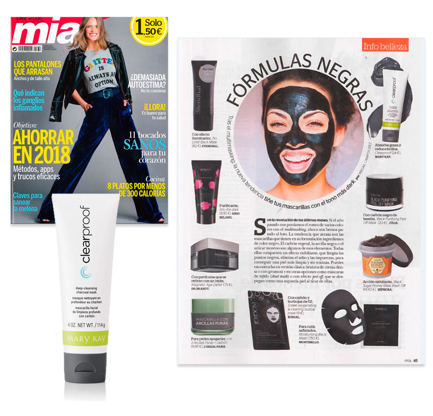 Descubre el producto destacado Mary Kay por la revista Mia en enero de 2018: la Mascarilla de Carbón Limpieza Profunda