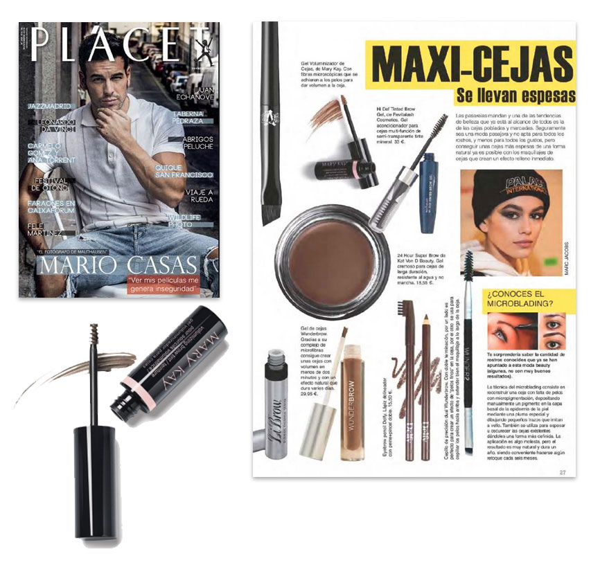 El Gel Voluminizador de Cejas Mary Kay en el ejemplar de noviembre de 2018 de la revista Plácet