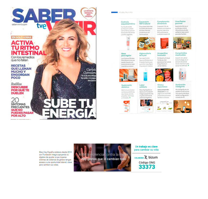 Productos destacados en la revista Saber Vivir de enero de 2021: Mary Kay colabora con Fundación Integra contra la Violencia de Género