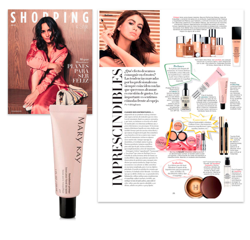 La Pre-Base de Maquillaje con FPS 15 Protección Media Mary Kay en la revista Shopping and Style de abril de 2019