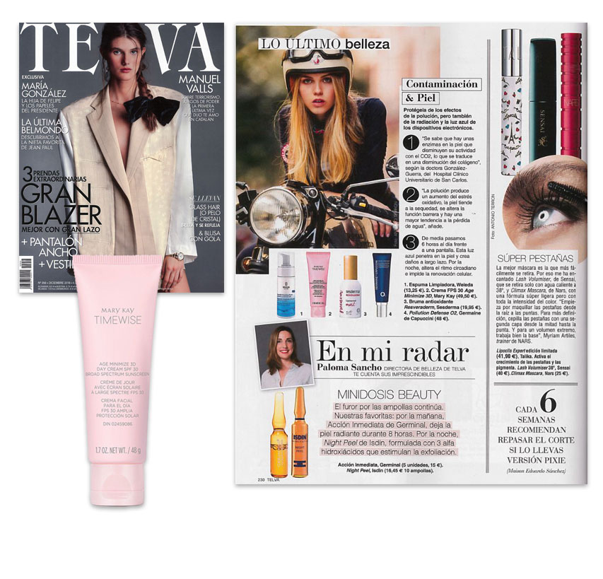 La maravillosa Crema de Día con FPS 30 TimeWise Age Minimize 3D en la revista Telva de diciembre de 2018
