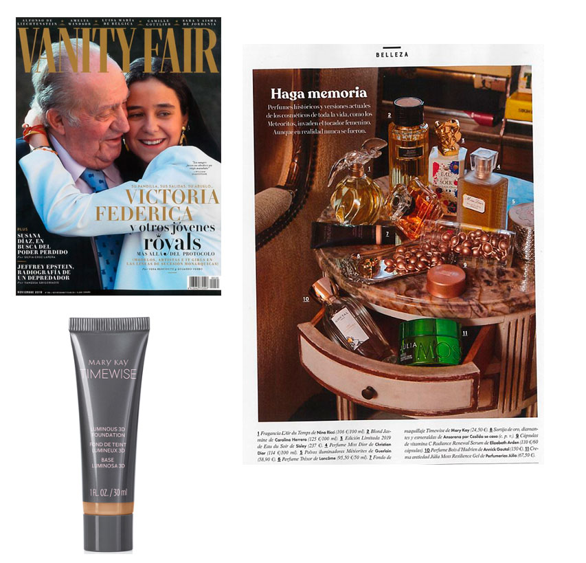 Productos destacados por la revista Vanity Fair de noviembre de 2019: bases de maquillaje timewise 3D Mary Kay 