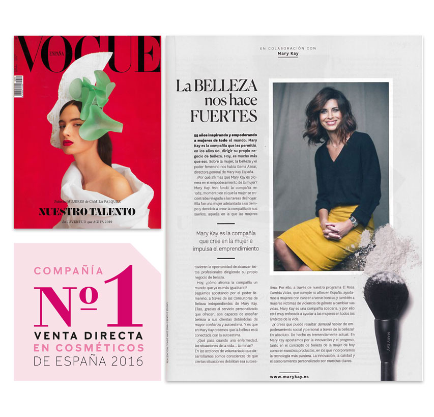 Gema Aznar, Directora General de Mary Kay España, es entervistada en la revista Vogue en su ejemplar de enero de 2019