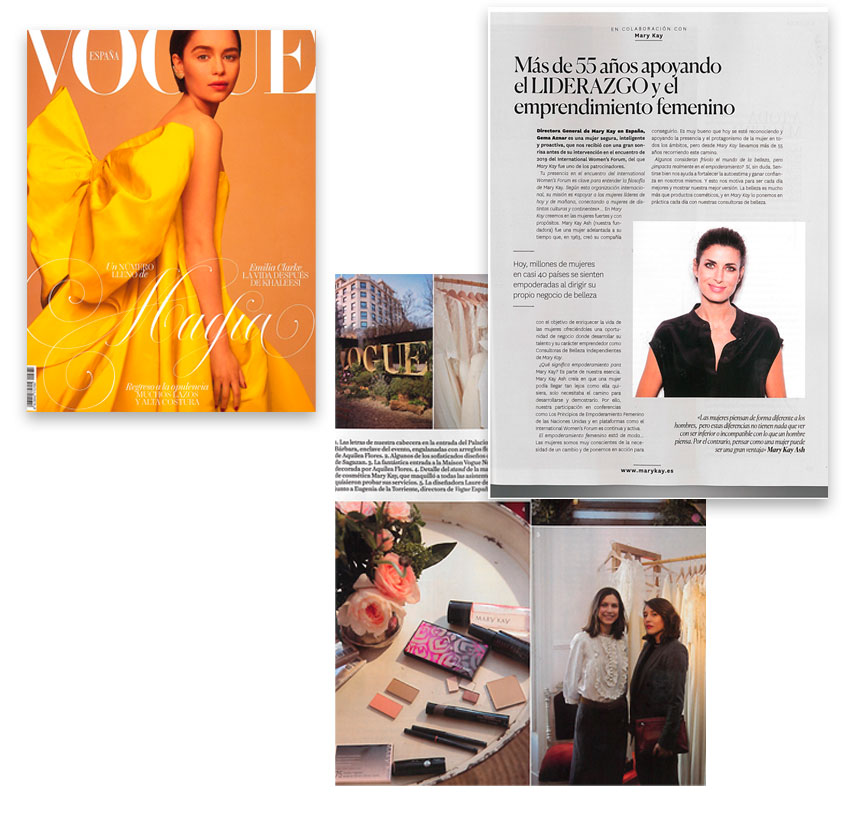 Descubre la entervista de Gema Aznar y el patrocinio de Mary Kay en el evento Maison Vogue Novias en la revista Vogue de Mayo de 2019