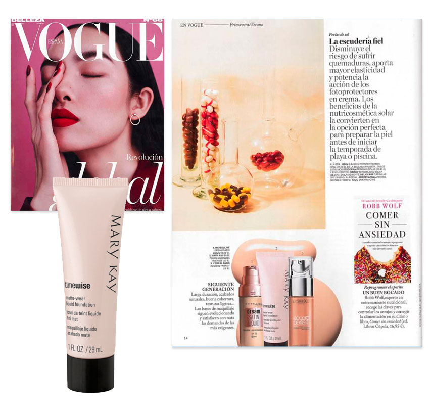 Descubre la Base de Maquillaje líquida de Mary Kay en la revista Vogue Belleza de abril de 2018