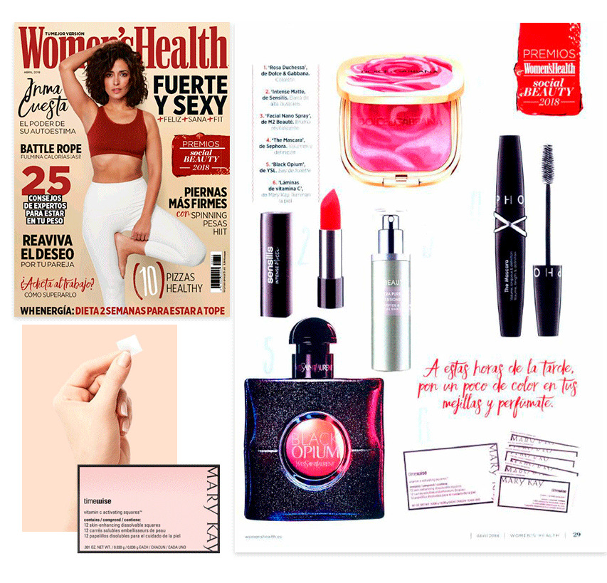 Los productos Mary Kay mencionados en la revista Women´s Health en abril de 2018