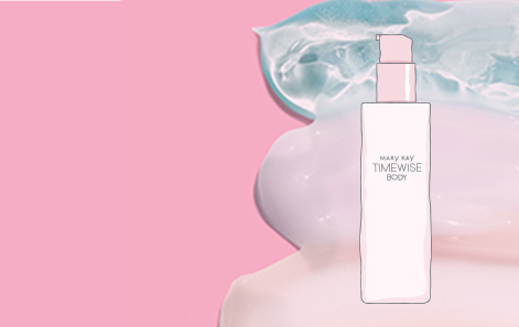 An illustration of moisturizer on a pink background with teal, purple, and pink moisturizing products