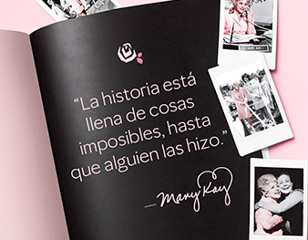 Descarga la imagen de One Woman Can con una cita de Mary Kay Ash: "La historia está llena de cosas imposibles, hasta que alguien las hizo"