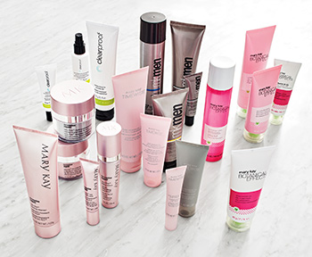 A picture of the TimeWise Repair skin care set for advanced aging, TimeWise Miracle Set 3D for early to moderate signs of aging, Botanical Effects, Clear Proof acne-fighting skin care, and MK Men skin care for men