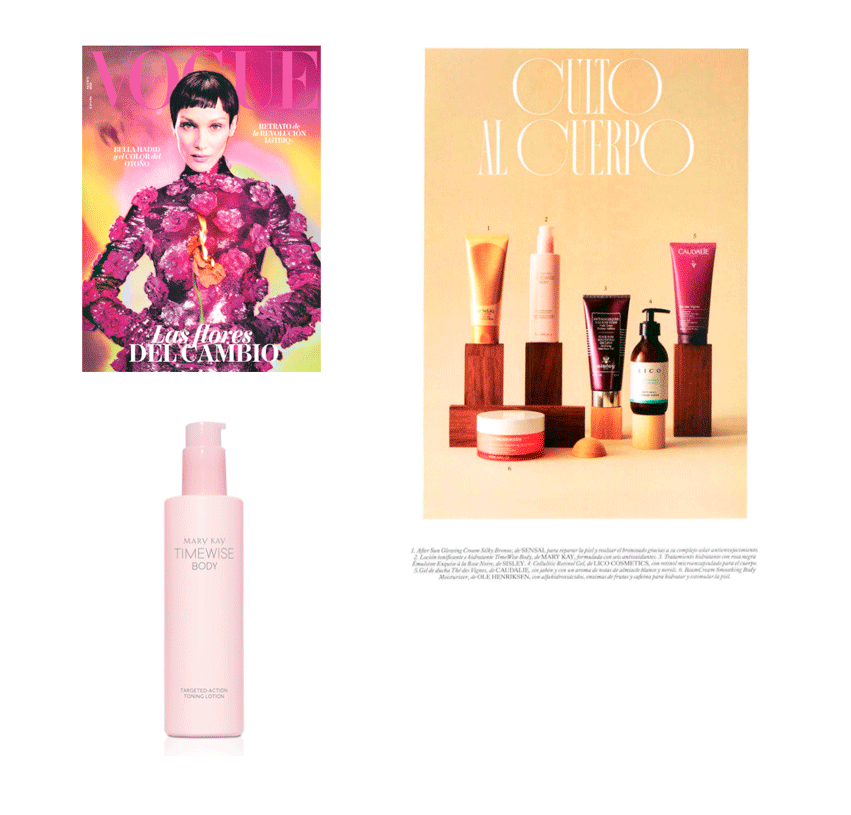 Productos Mary Kay en la revista VOGUE de agosto