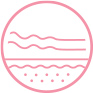 A pink icon illustrating improved skin texture