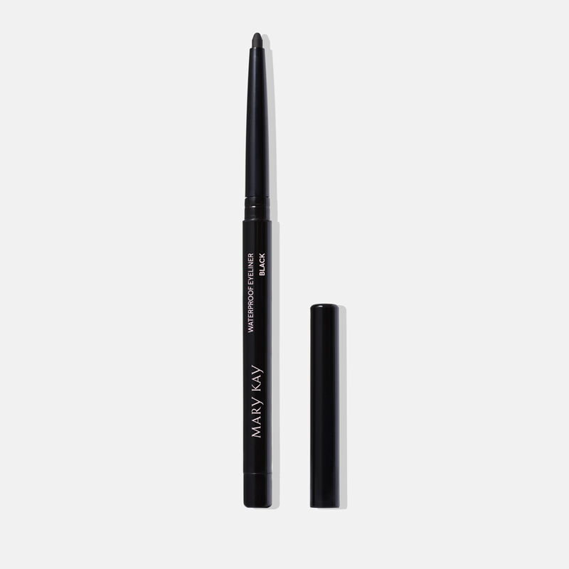 Uncapped Mary Kay Waterproof Eyeliner in Black against plain background