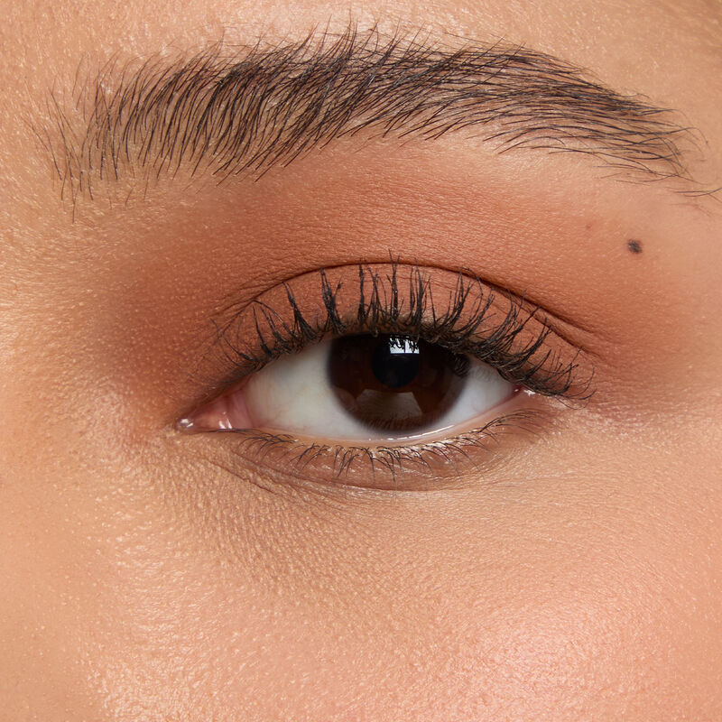 Macro eye shot&nbsp;of Mary Kay&reg;&nbsp;Matte&nbsp;Eye Shadow Stick in&nbsp;Orbit Clay&nbsp;on&nbsp;medium&nbsp;skin tone.