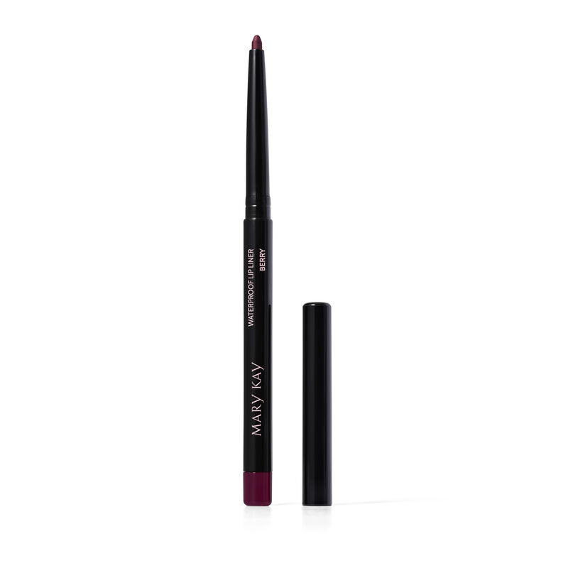 Uncapped Mary Kay Waterproof Lip Liner in Berry against plain background