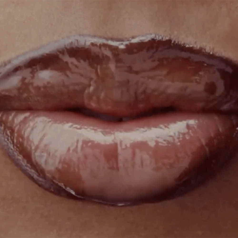 Rotating macro images of lips with various lip colors